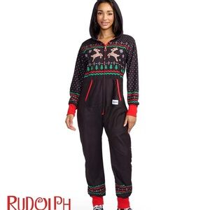 Tipsy Elves Black and Green Fair Isle Jumpsuit